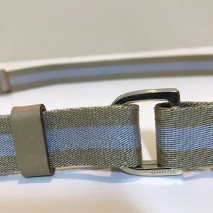 Gucci Authentic Woven Tan and Gray Adjustable Belt